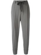 Eleventy Drop-crotch Cropped Trousers, Women's, Size: 44, Grey, Wool/spandex/elastane