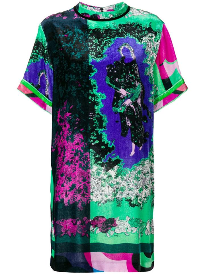 Emilio Pucci Printed Velvet Shift Dress - Pink