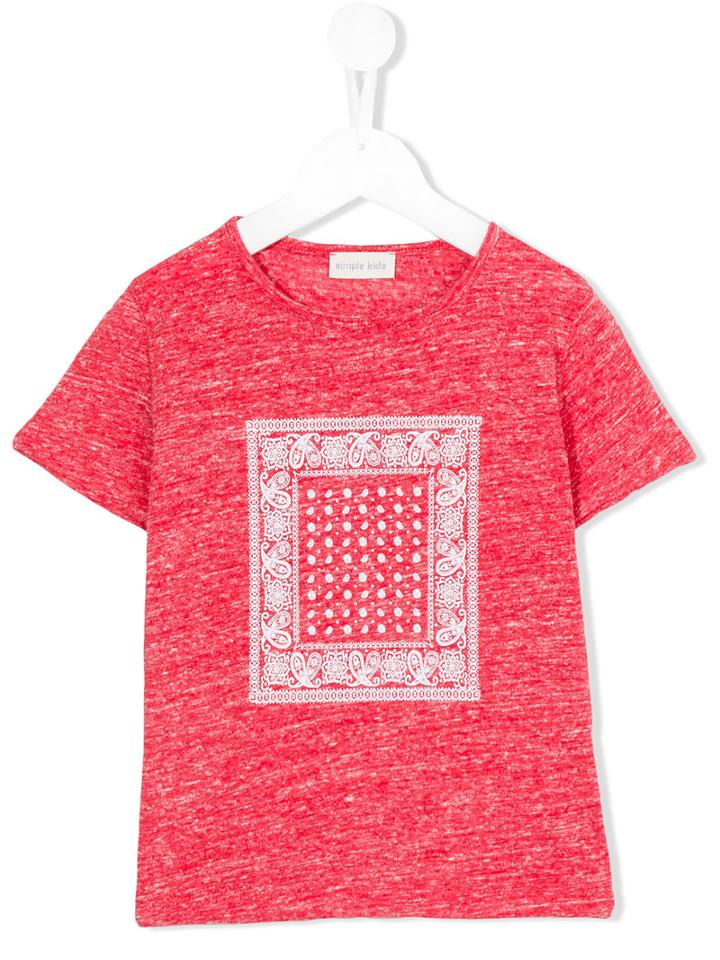 Simple Kids - Bandana Print T-shirt - Kids - Cotton/polyester - 6 Yrs, Red