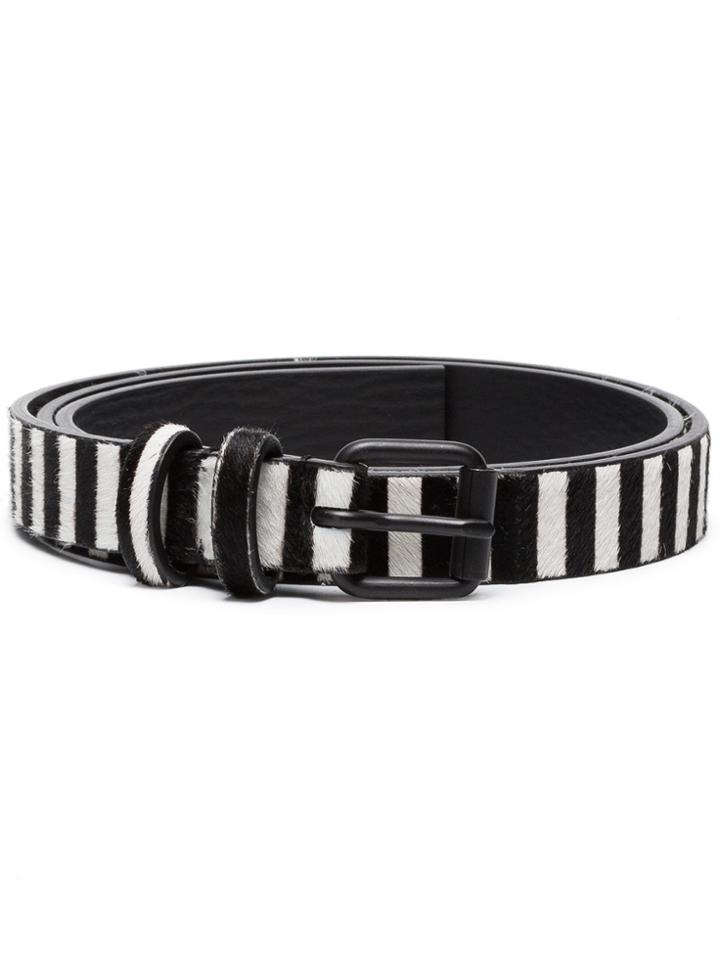 Haider Ackermann Black And White Striped Leather Belt
