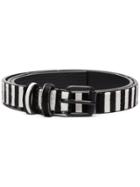 Haider Ackermann Black And White Striped Leather Belt
