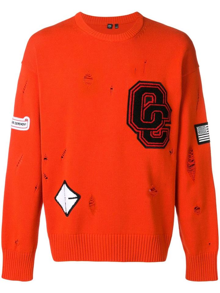 Opening Ceremony Ripped Detail Appliqué Sweater - Yellow & Orange
