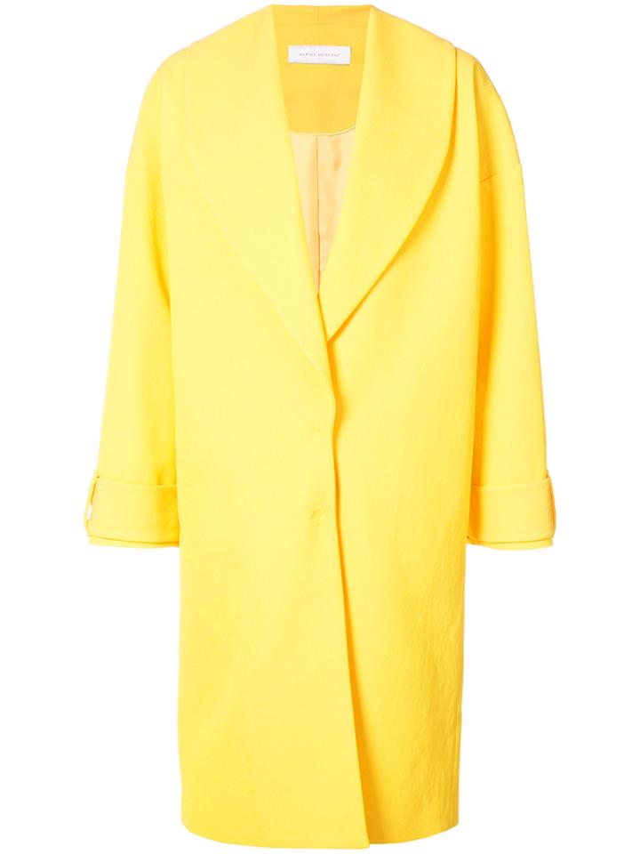 Marina Moscone Stretch Ottoman Coat - Yellow & Orange