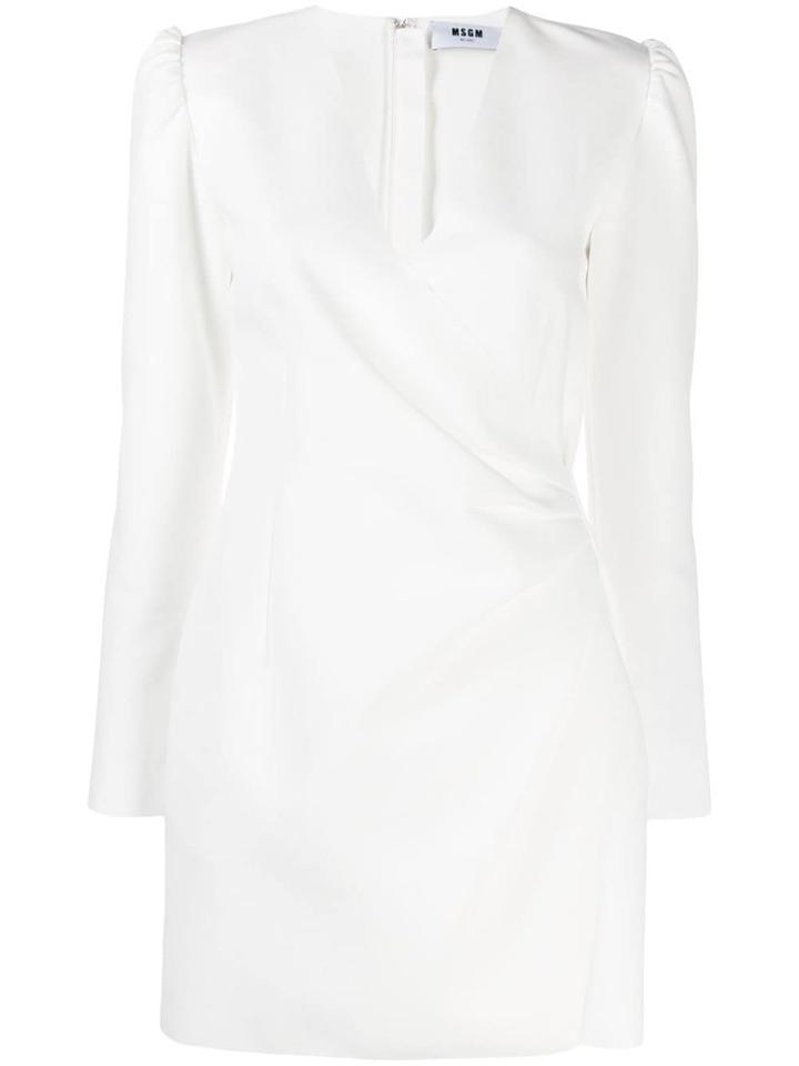 Msgm Wrap Style Front Dress - White