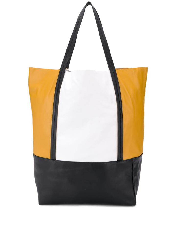 Plan C Colour-block Tote Bag - Brown