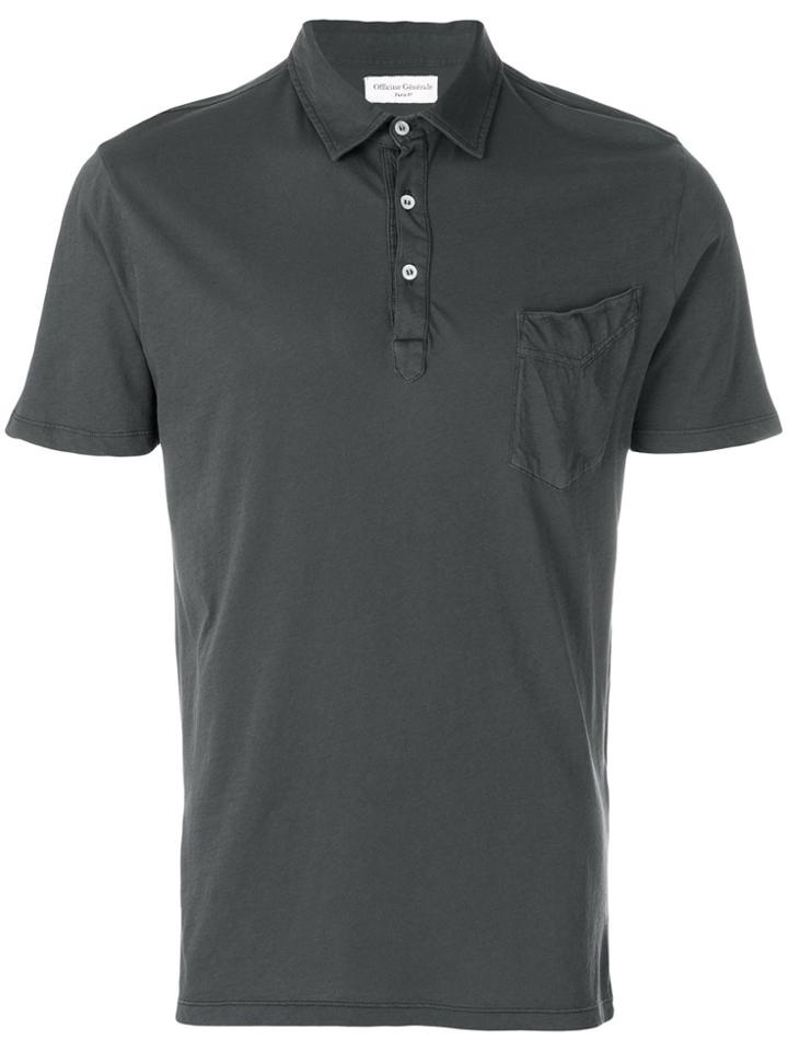 Officine Generale Button Polo Shirt - Grey