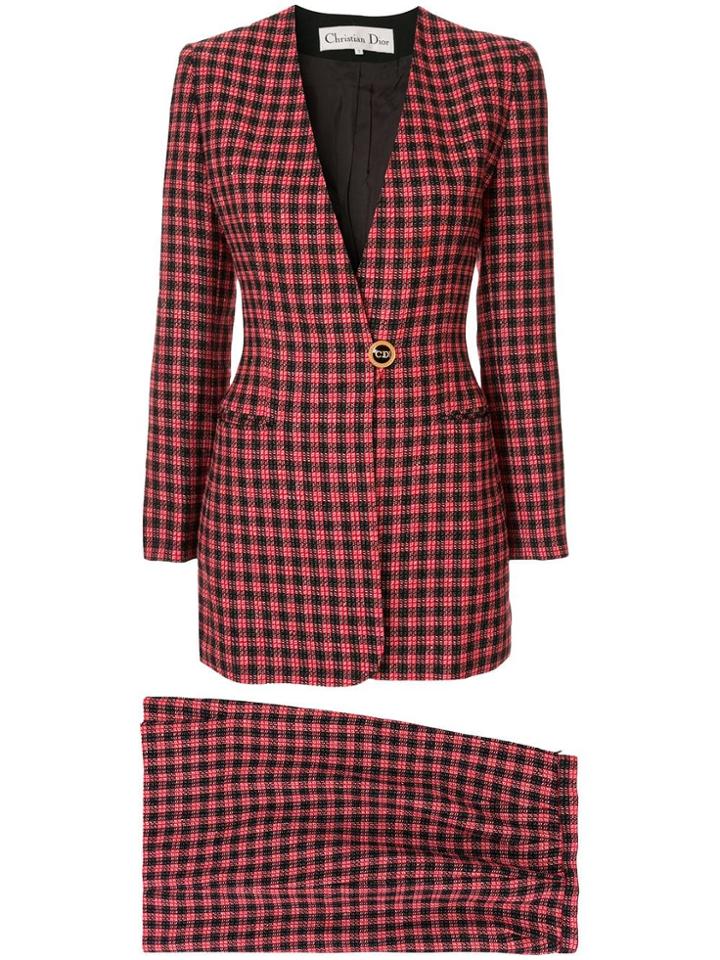 Christian Dior Pre-owned Long Sleeve Setup Jacket Skirt - Red