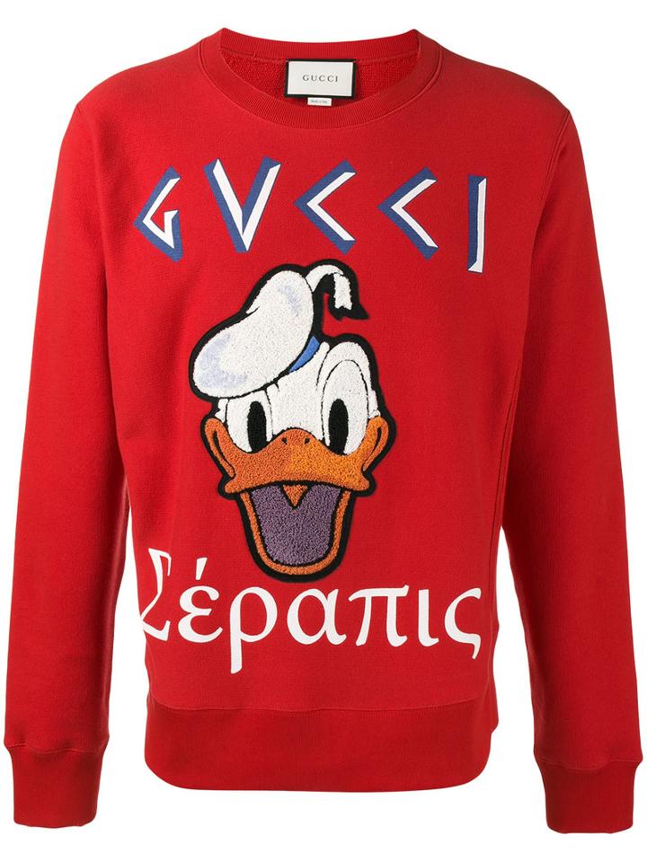 Gucci - Donald Duck Appliqué Sweatshirt - Men - Cotton - M, Red, Cotton