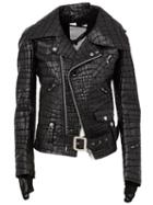Junya Watanabe Comme Des Garçons Crocodile Effect Biker Jacket, Women's, Size: S, Black, Polyester/cotton
