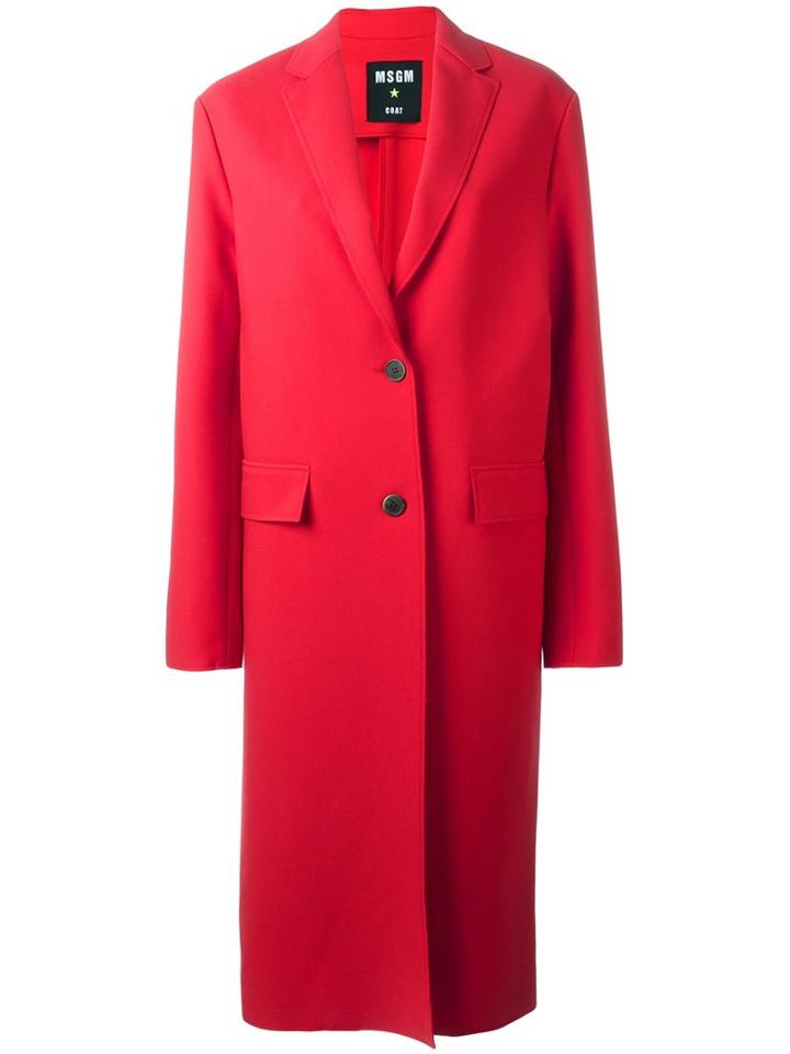 Msgm Two-button Coat, Women's, Size: 40, Red, Polyester/spandex/elastane/viscose