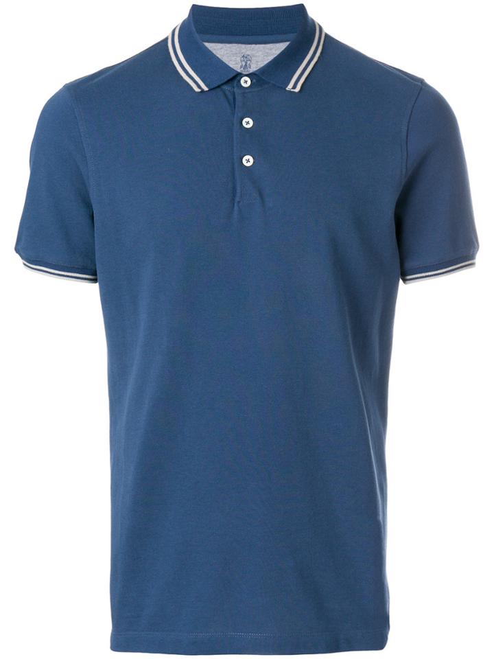 Brunello Cucinelli Contrast Trim Polo Shirt - Blue