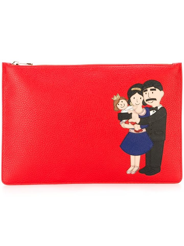 Dolce & Gabbana Family Patch Clutch, Women's, Red