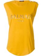 Balmain - Logo Printed Tank Top - Women - Cotton - 38, Yellow/orange, Cotton