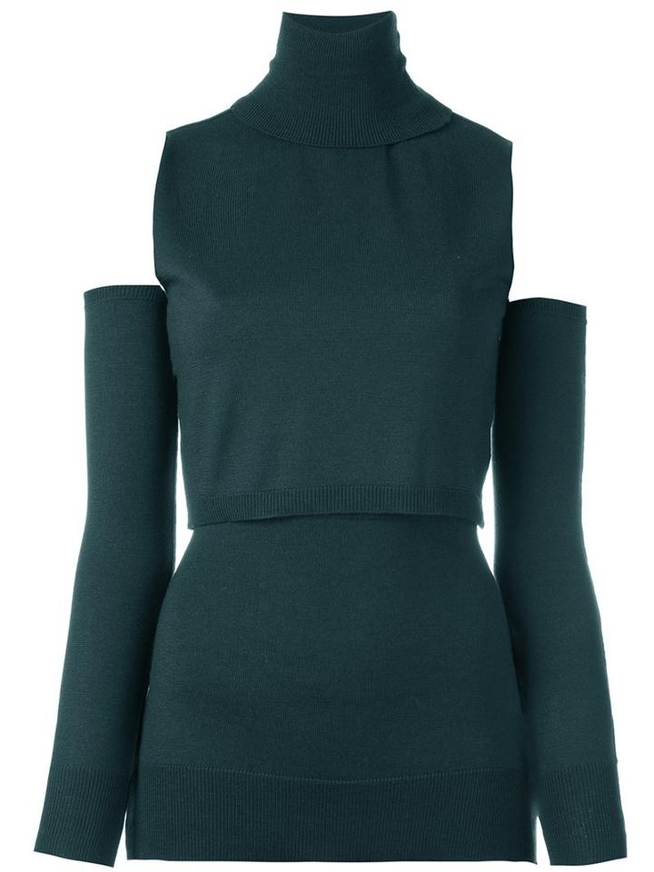Mm6 Maison Margiela Modular Turtelneck Top, Women's, Size: Medium, Green, Wool