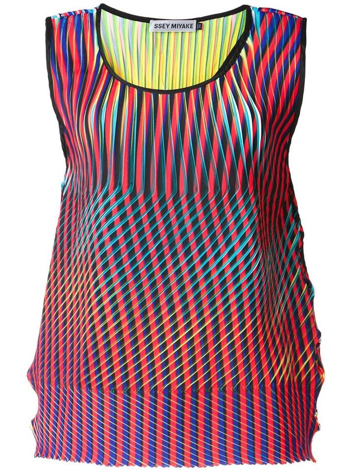 Issey Miyake - 'prism' Tank Top - Women - Polyester - 2, Red, Polyester