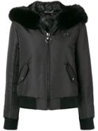 Philipp Plein Fox Fur Trim Bomber Jacket - Black