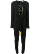 Michael Michael Kors Gold-tone Chain Tassel Trimmed Jumpsuit - Black