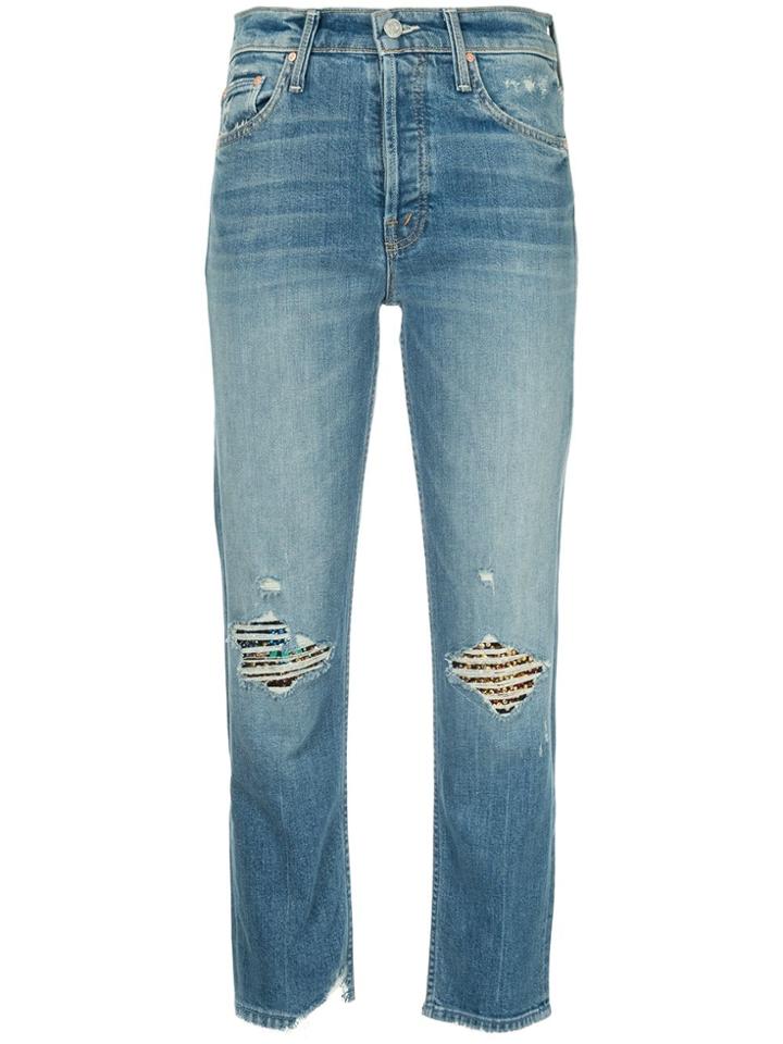Mother Faded Straight-leg Jeans - Blue