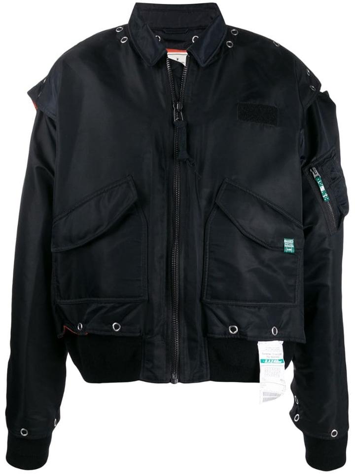 Maison Mihara Yasuhiro Eyelet Detail Bomber Jacket - Black