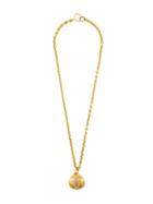 Chanel Vintage Quilted Oval Pendant Necklace, Women's, Metallic