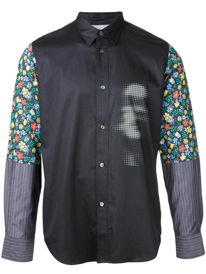 Junya Watanabe Comme Des Garçons Man Face Print Shirt, Men's, Size: Medium, Black, Cotton