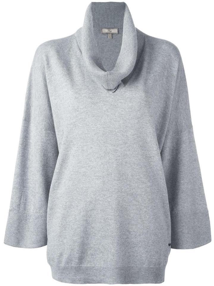 Fay Roll Neck Jumper, Women's, Size: Large, Grey, Wool/cashmere/viscose