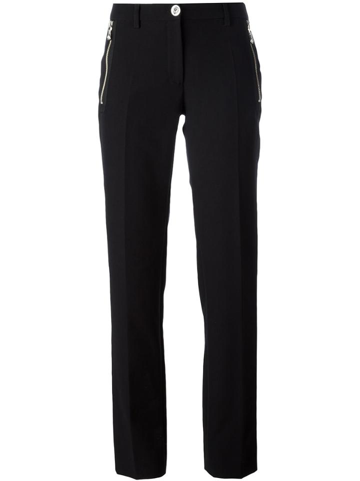 Versus Zip Detail Straight Trousers - Black