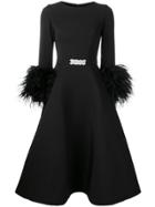 Loulou Feather-embellished Midi Dress - Black