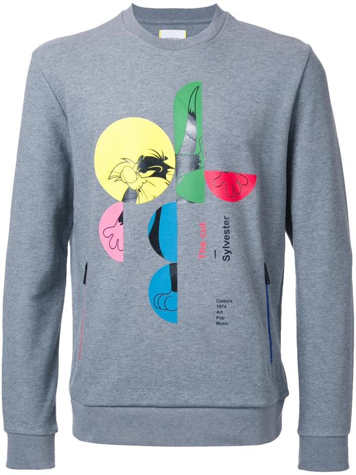 Iceberg Geometric Print Sweatshirt, Men's, Size: Medium, Grey, Cotton/polyester