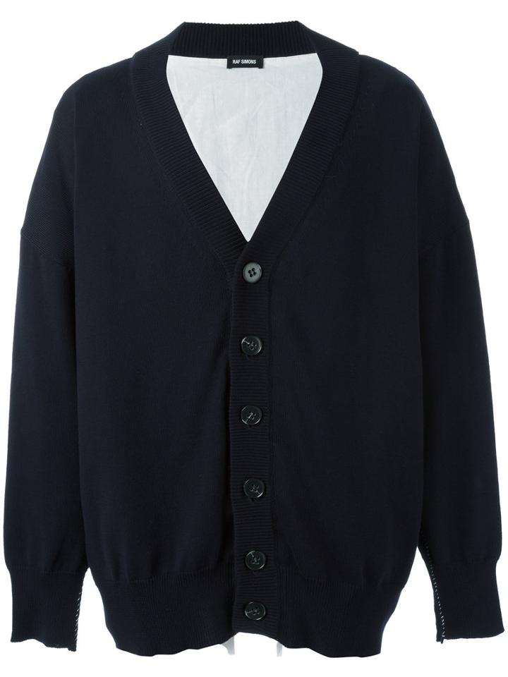 Raf Simons Classic Cardigan, Men's, Size: Small, Blue, Cotton/linen/flax
