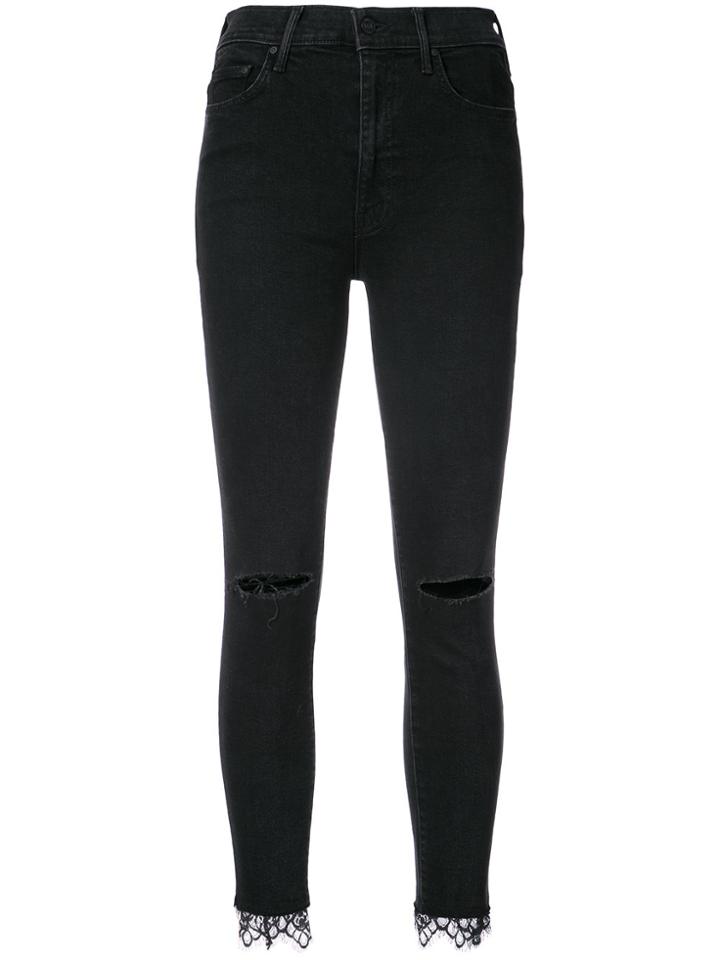 Mother Swooner Dagger Frayed Jeans - Black