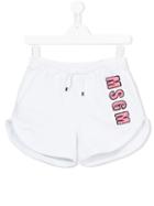 Msgm Kids Logo Appliqué Shorts, Girl's, Size: 14 Yrs, White