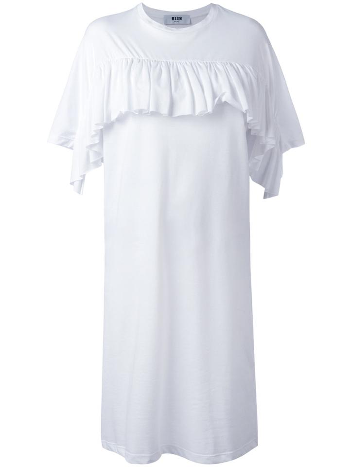 Msgm Rouched T-shirt Dress, Women's, Size: Medium, White, Cotton/polyester