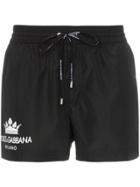 Dolce & Gabbana Logo Printed Swim Shorts - Black