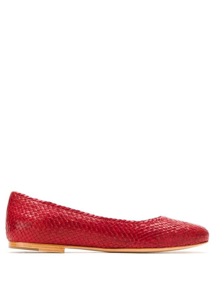 Sarah Chofakian Violet Woven Ballerinas - Red