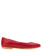 Sarah Chofakian Violet Woven Ballerinas - Red