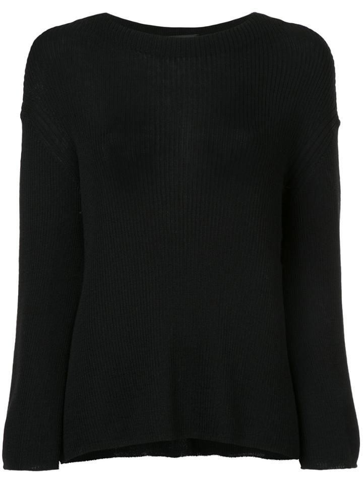 Roberto Collina Boat Neck Ribbed Jumper - Black