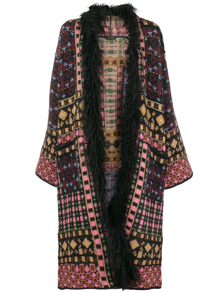 Etro Long Intarsia Coat - Black