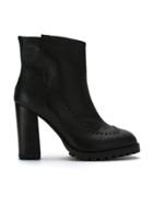 Sarah Chofakian Block Heel Leather Boots - Black