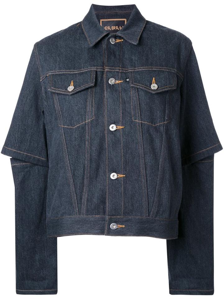 G.v.g.v. Open Elbow Denim Jacket, Women's, Size: 34, Grey, Cotton
