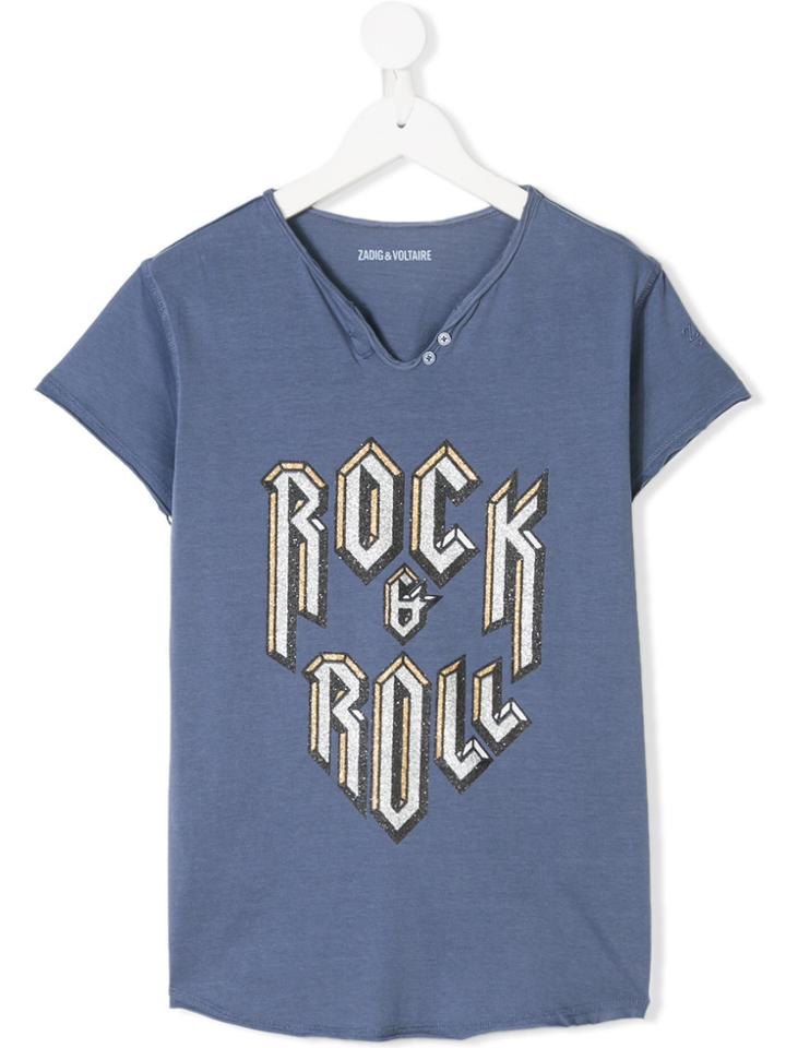 Zadig & Voltaire Kids Rock & Roll Print T-shirt - Blue