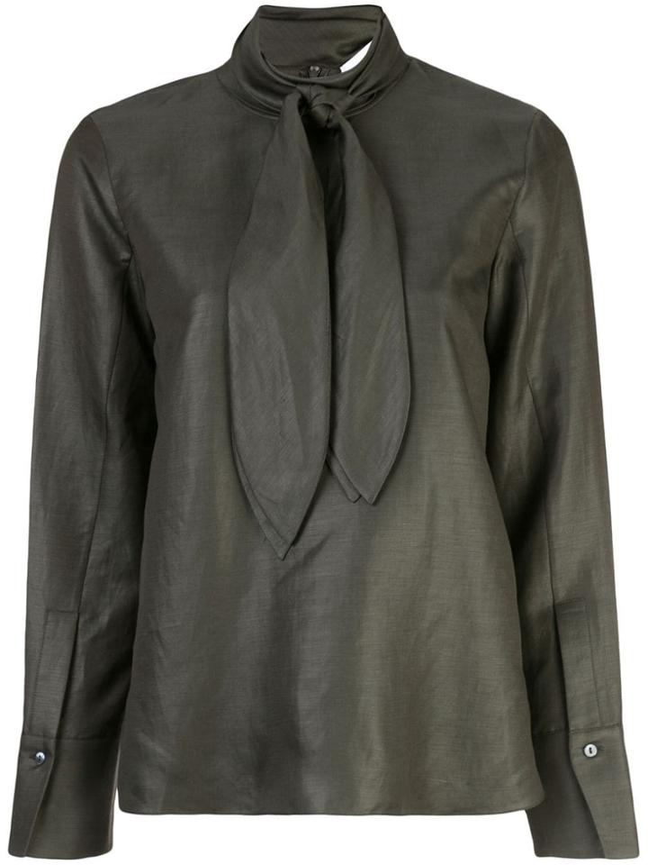 Partow Neck-tie Blouse - Green