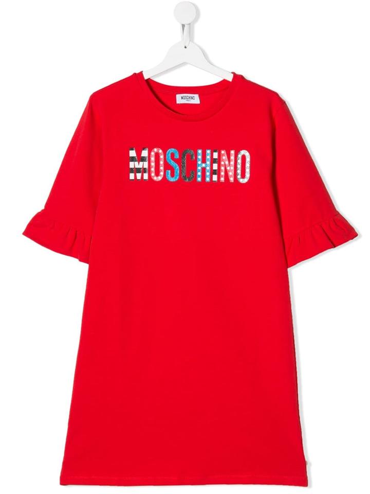 Moschino Kids Teen Logo Print T-shirt Dress - Red