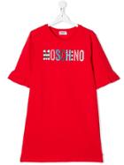 Moschino Kids Teen Logo Print T-shirt Dress - Red