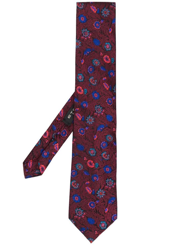 Etro Floral Print Tie - Red