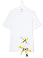 Msgm Kids Lace-up T-shirt - White