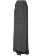 Vera Wang Side Slit Checked Maxi Skirt - Grey