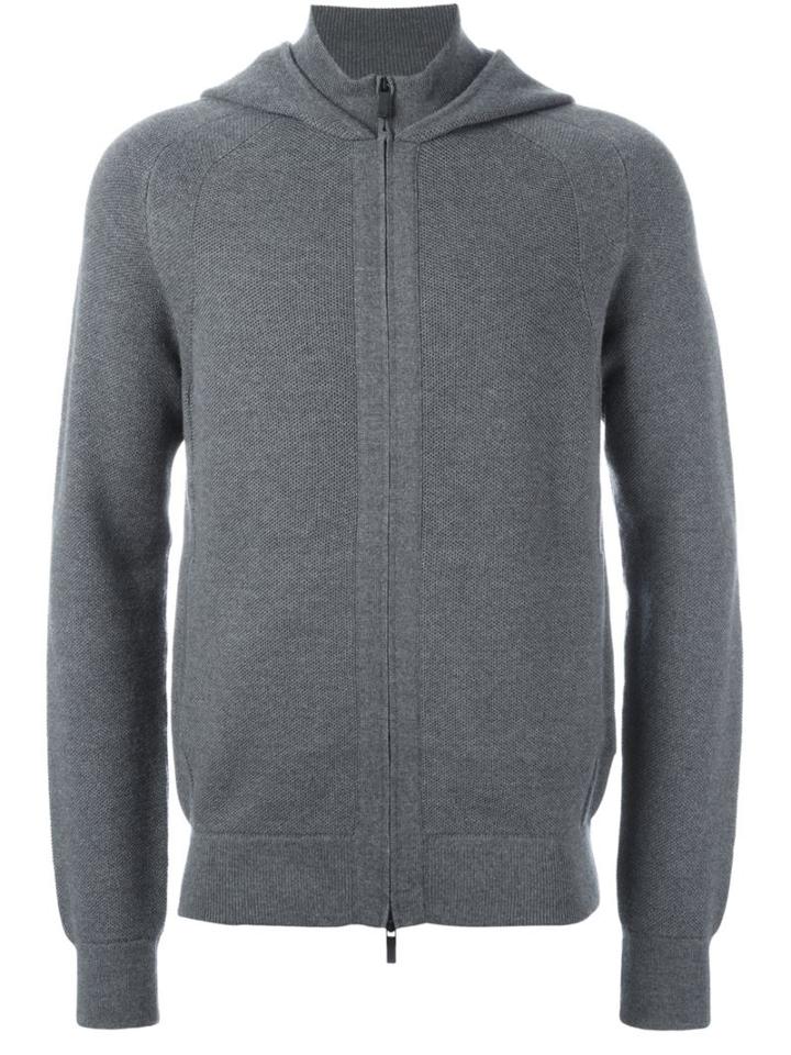 Emporio Armani Ribbed Sweatshirt, Men's, Size: 46, Grey, Virgin Wool