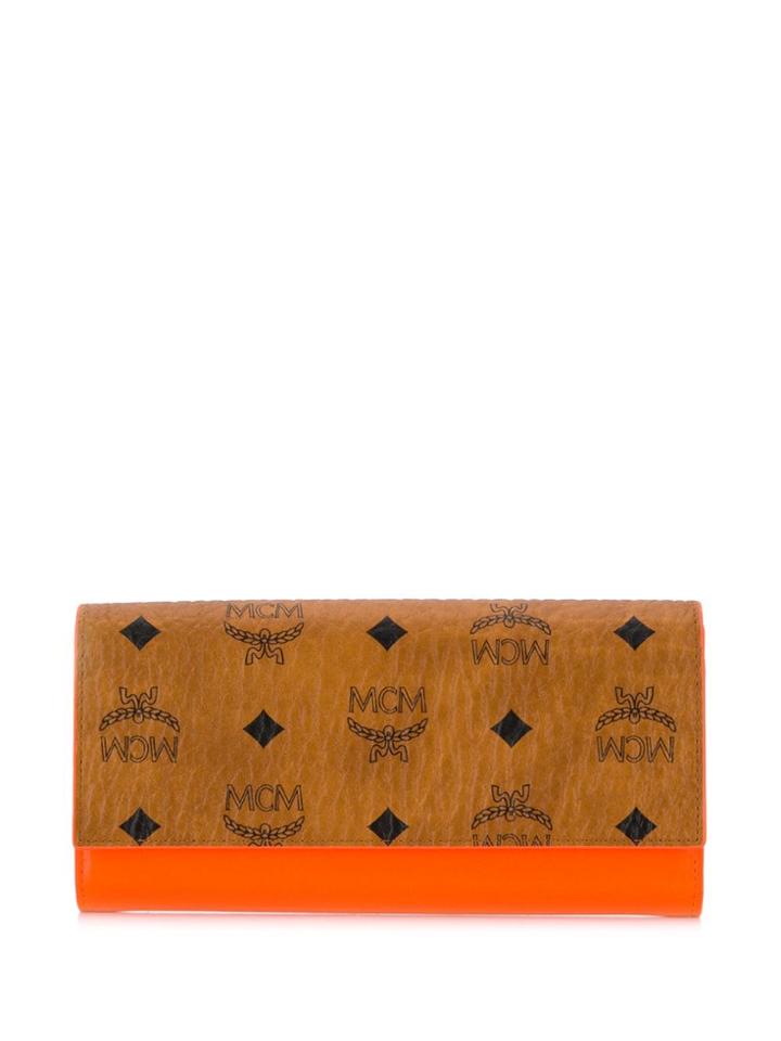 Mcm Logo Print Wallet - Orange