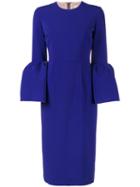 Roksanda - Margot Bell Sleeve Dress - Women - Silk/polyester/spandex/elastane/viscose - 10, Blue, Silk/polyester/spandex/elastane/viscose